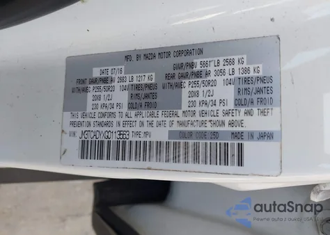 2016 Mazda Cx-9 Grand Touring from USA, damaged, VIN JM3TCADYXG0113563